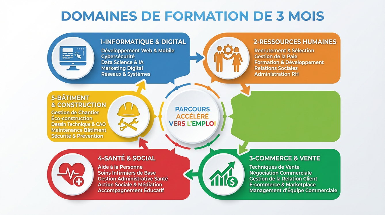 Domaines de formation de 3 mois